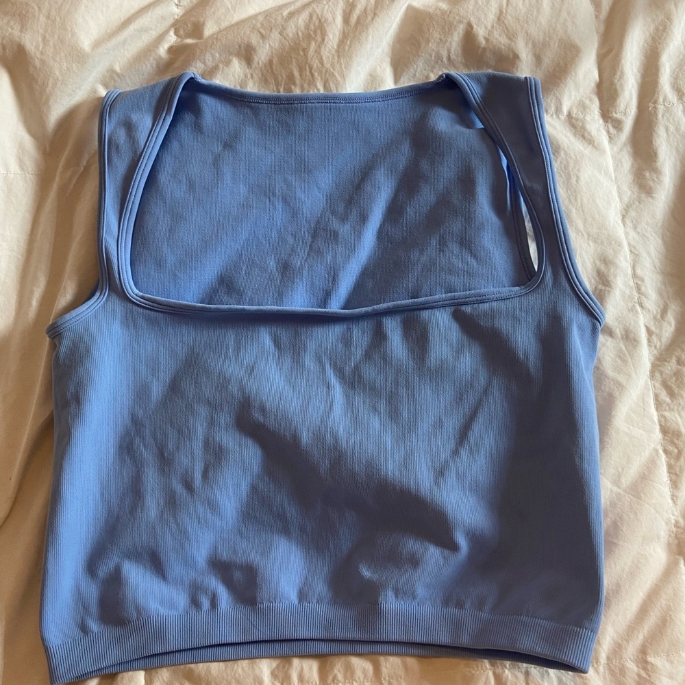 Blue Sleeveless Crop Top